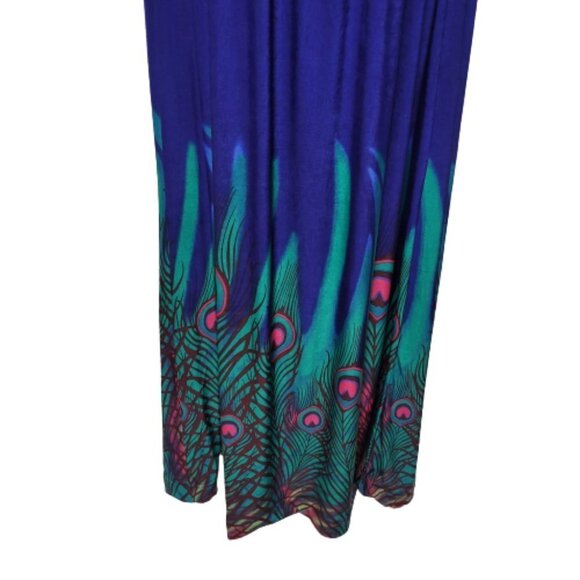 Long Sleeve Maxi Dress Peacok Motif Long Dress - One Size Fits Most- NEW ! - Picture 5 of 10